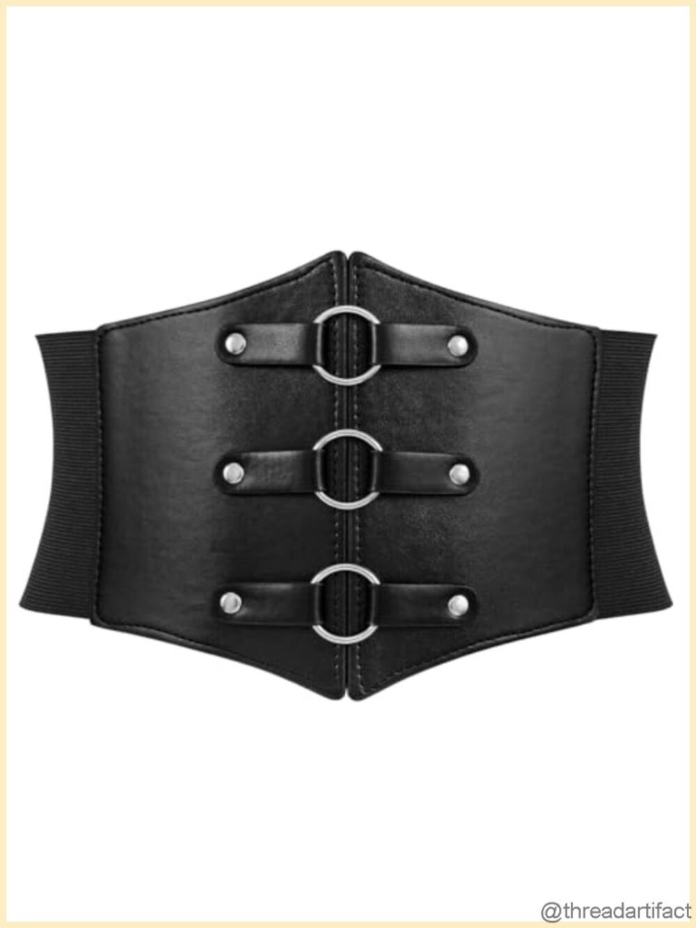 Women's Wide Elastic Corset Belt PU Leather Lace-Up Waspie Steampunk Halloween